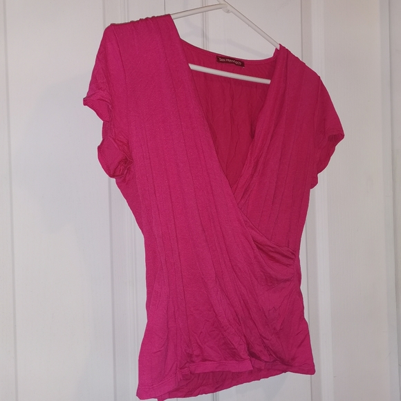 Sans Francisco - Dark pink surplice comfy Top M - Picture 5 of 5